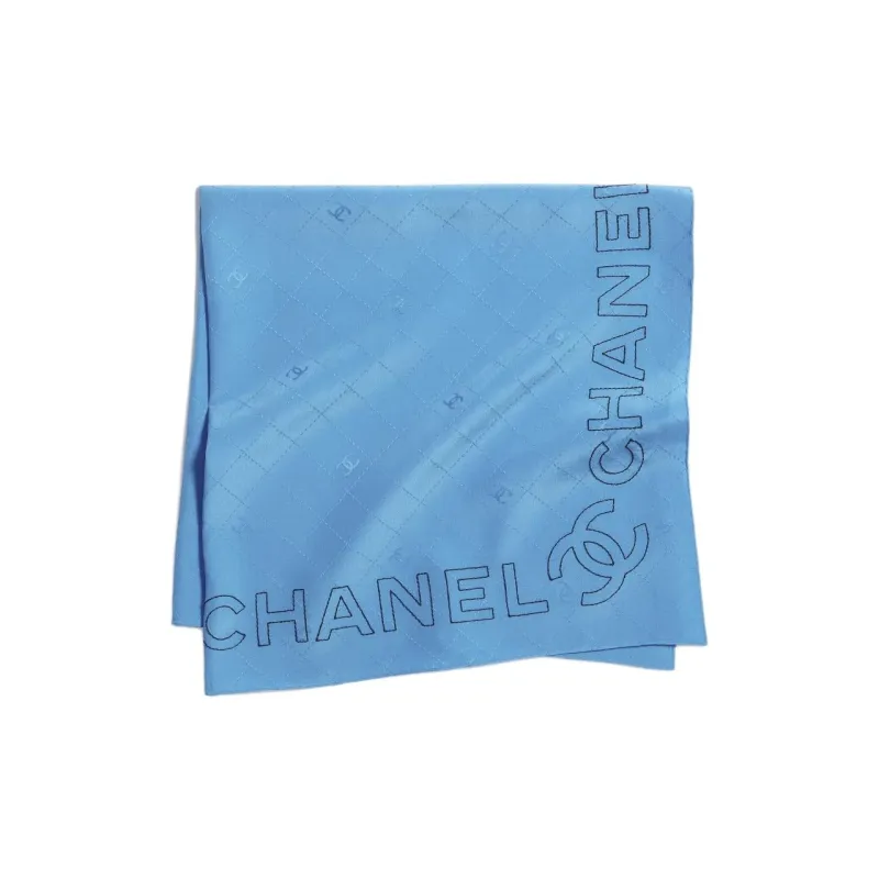 CHANEL Silk Silk Scarves Women's Blue-0