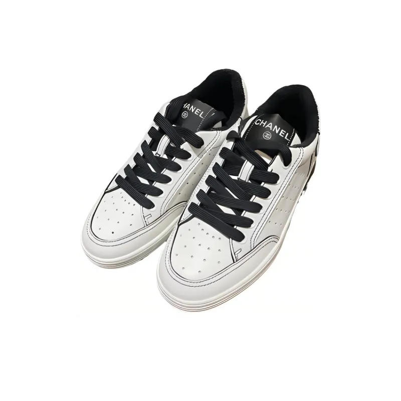 CHANEL Low Top Skateboard Shoes Women's White Black-0