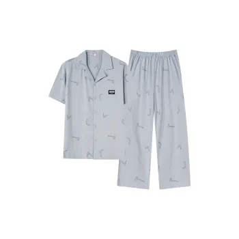 The Story Of The Flower Season Pajama Set Men's Steel Blue
