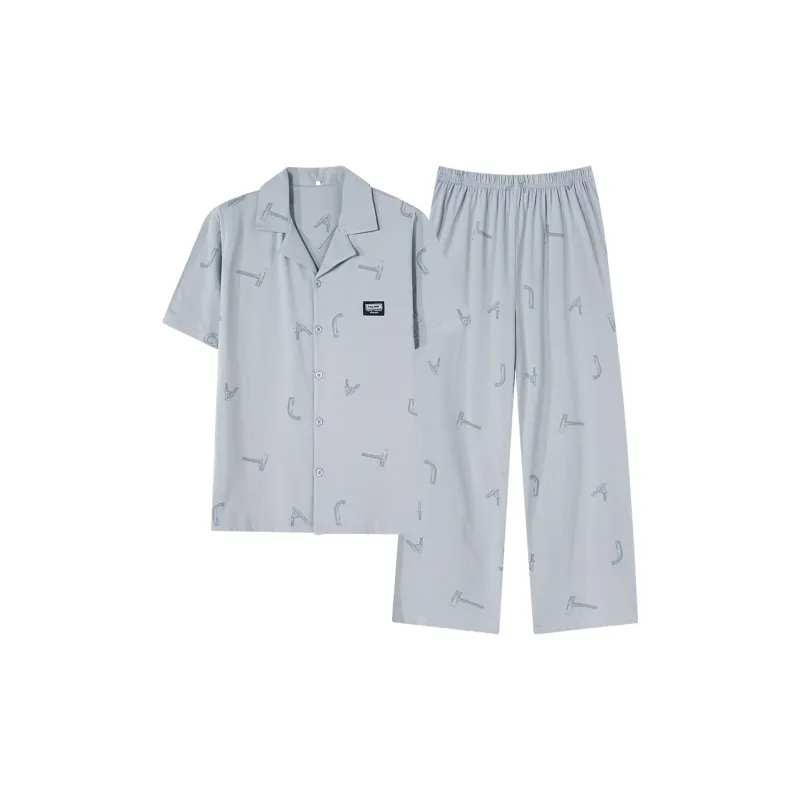 The Story Of The Flower Season Pajama Set Men's Steel Blue-0