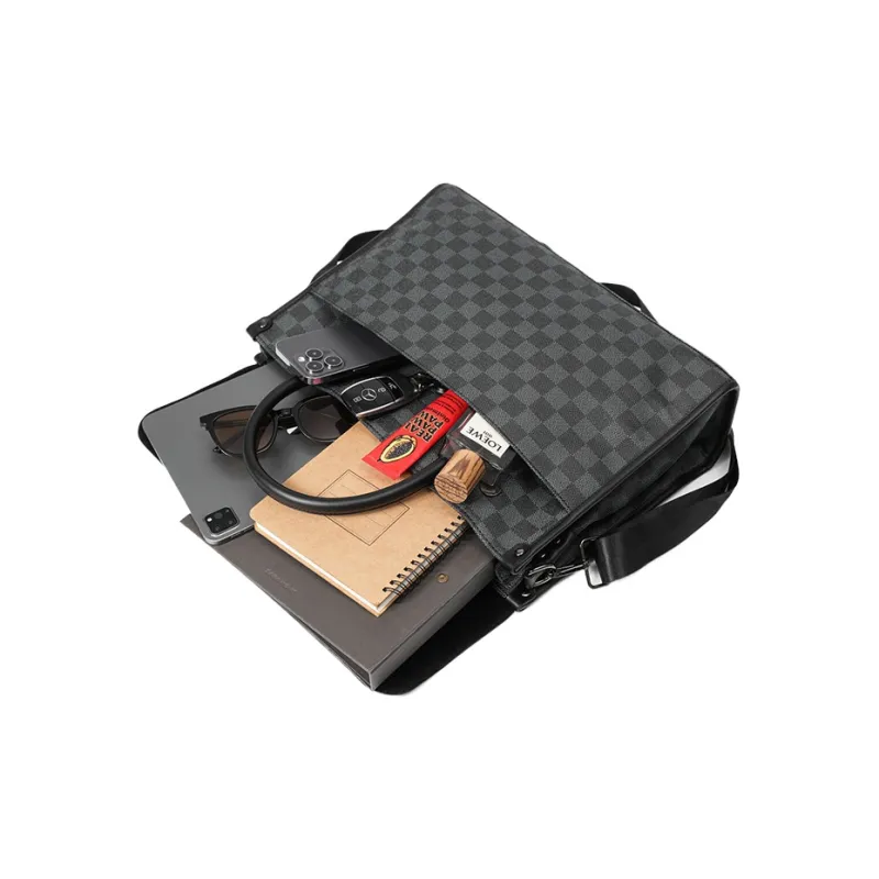 CARTELO PVC Handbag Crossbody Bag Laptop Bag Briefcase Regular Men's Black-5