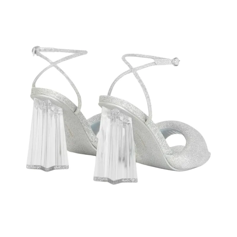 CHIARA FERRAGNI Andromeda Puffy Strap Sandals 10cm Women's Silver-4