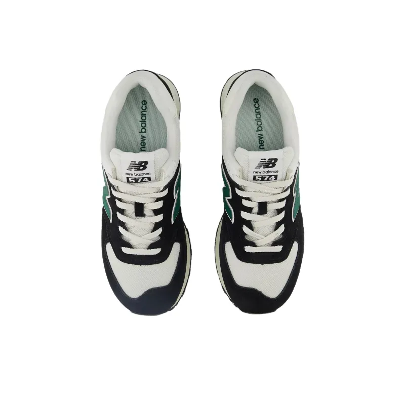 New Balance 574 Black White Marsh Green-3
