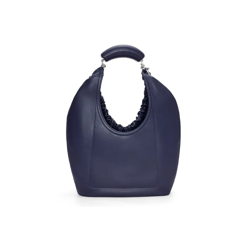 LOEWE Nappa Sheep Leather Shoulder Bag Crossbody Bag Handbag Medium Size Women's Dark Blue-4