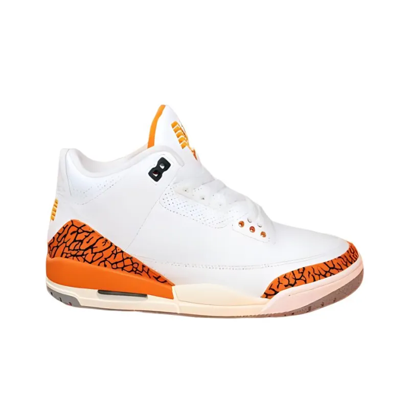 Jordan Air Jordan 3 Durable Breathable Mid-Top Vintage Basketball Shoes Men's White Orange-1