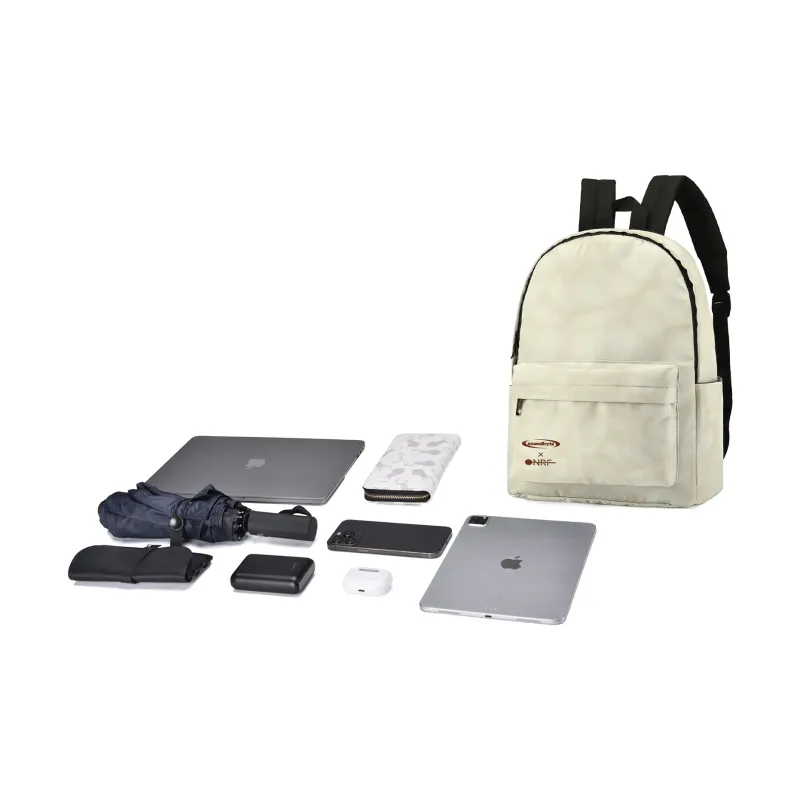 Soundbyte Polyester Students Backpack Regular Unisex Ecru-3