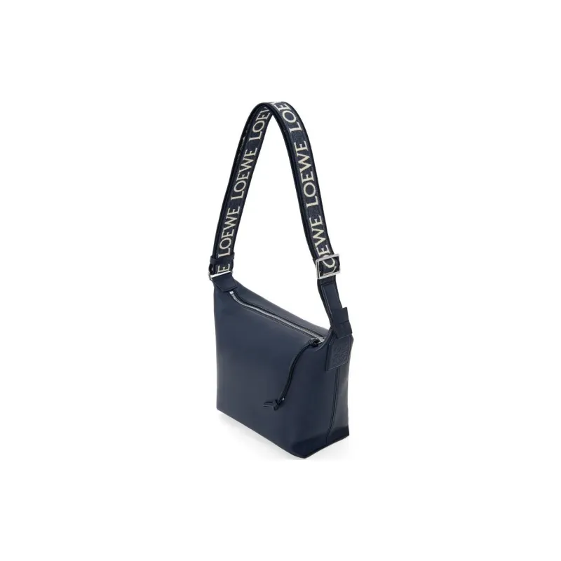 LOEWE Cubi Smooth Cow Leather Shoulder Bag Crossbody Bag Small Size Men's Dark Blue-1