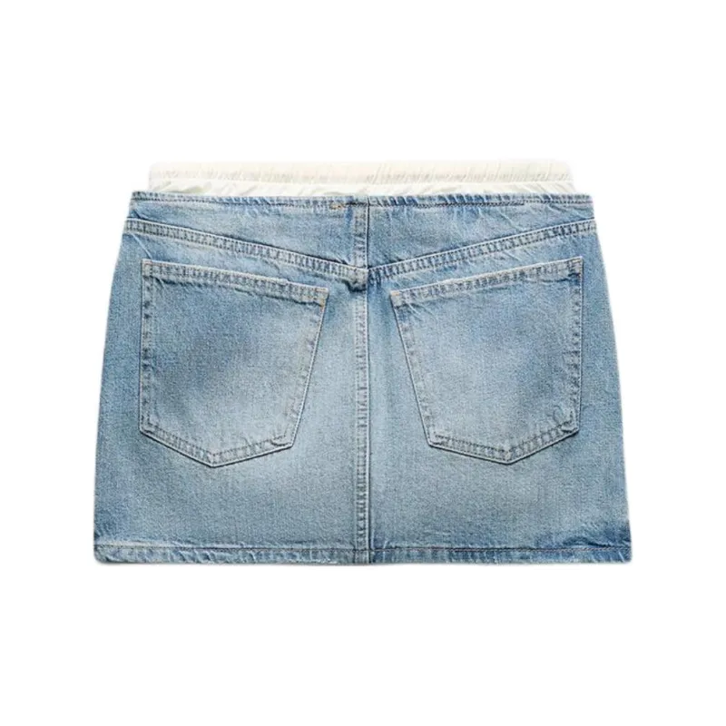 ZARA Denim Short Skirts Women's Blue-1