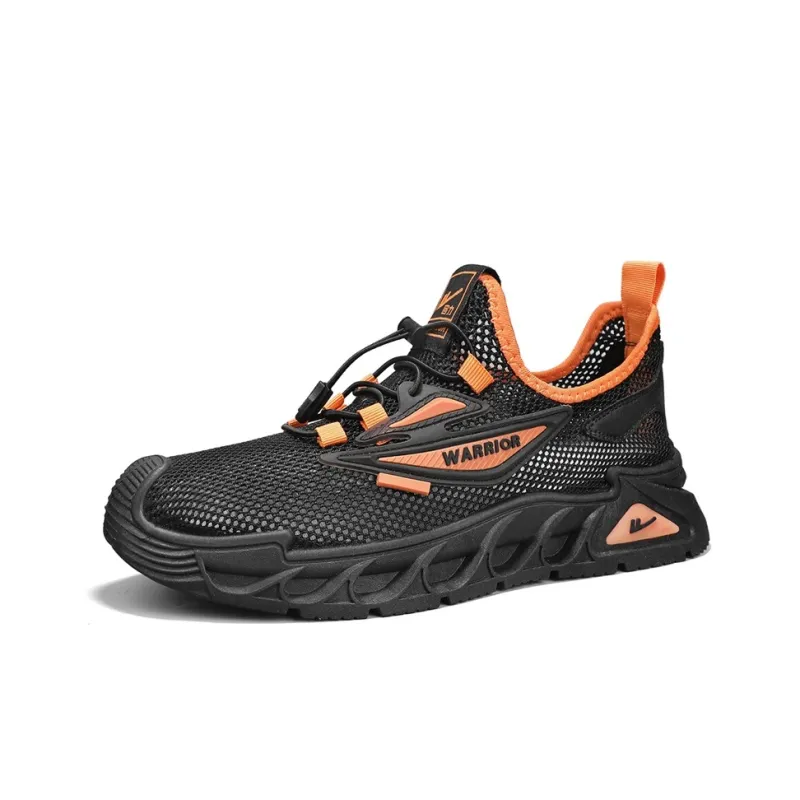 Warrior Wear resistant Lightweight Breathable And Non slip. Low Top Casual Shoes Men's Black Orange-2