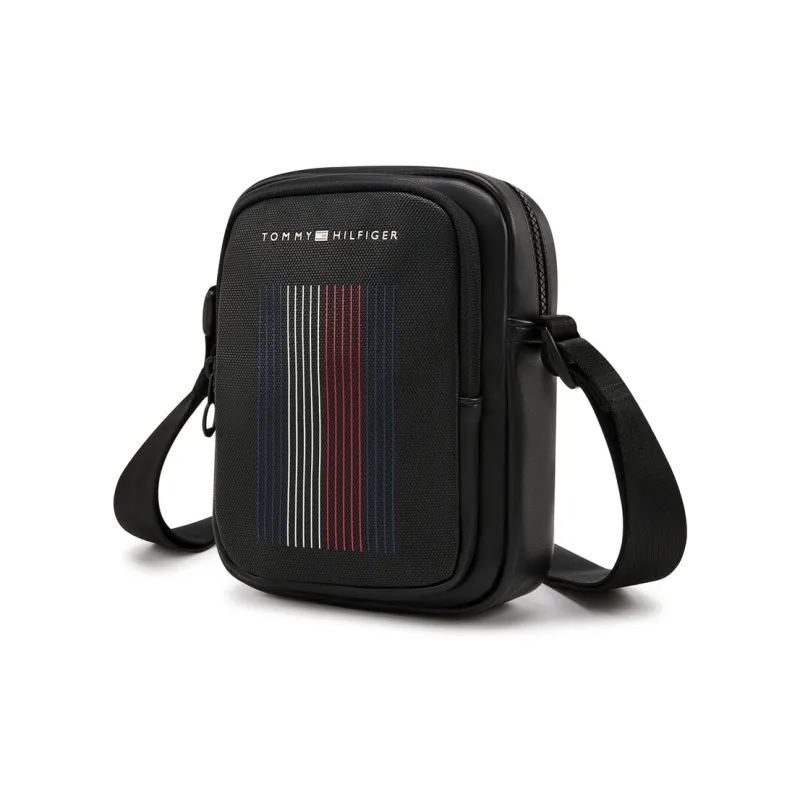Tommy Hilfiger Polyester Artificial Leather Bonded Crossbody Bag Men's Black-1