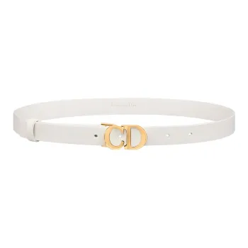 DIOR Logo Buckle Calfskin Leather Belts Women's Latte Width 2CM