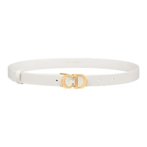 DIOR Logo Buckle Calfskin Leather Belts Women's Latte Width: 2cm