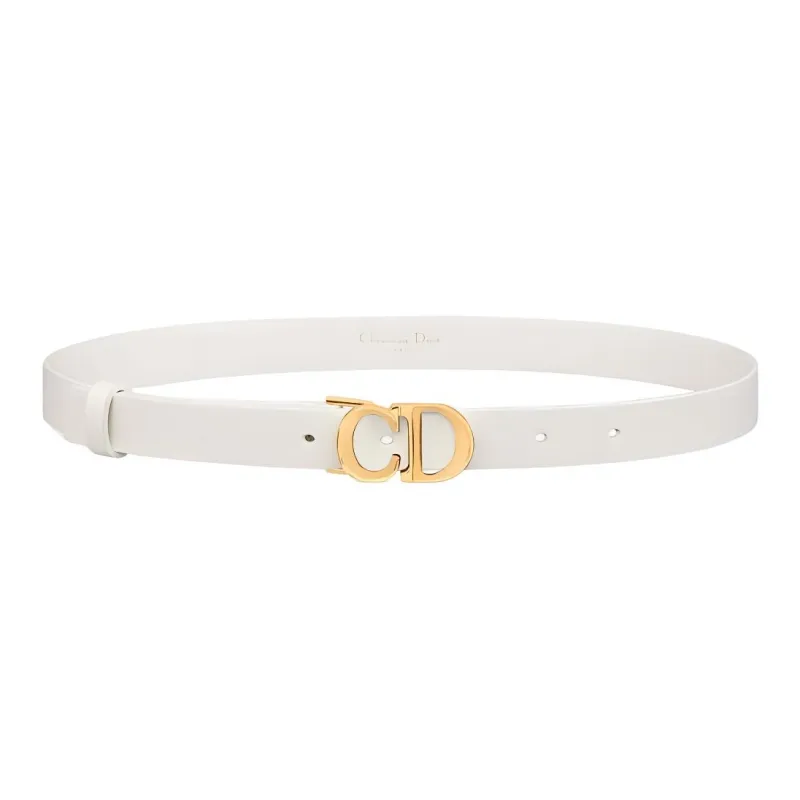 DIOR Logo Buckle Calfskin Leather Belts Women's Latte Width 2CM-0