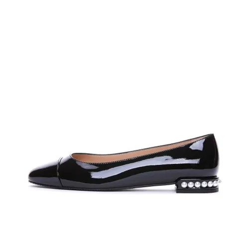 stuart weitzman Pearl-embellished Patent Ballerina Shoes