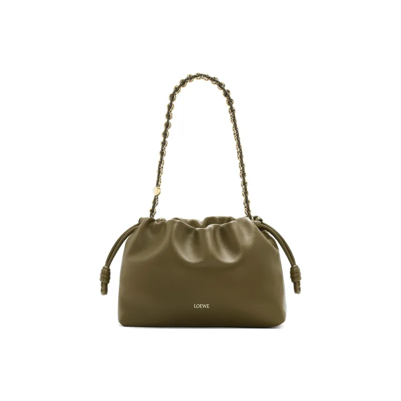 LOEWE Flamenco Soft Nappa Sheep Leather One Shoulder Crossbody Handheld Bag Women's Khaki Green-1