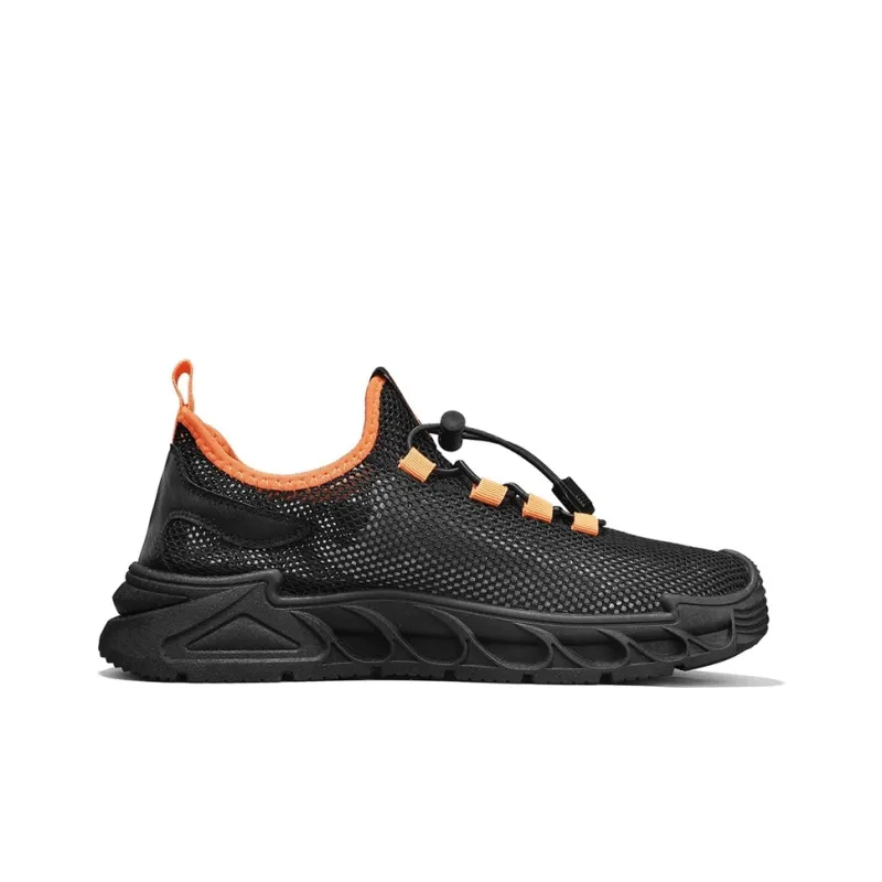 Warrior Wear resistant Lightweight Breathable And Non slip. Low Top Casual Shoes Men's Black Orange-1