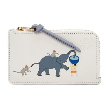 LOEWE Suna Fujita Collaboration Cow Leather Card Holder Women's White