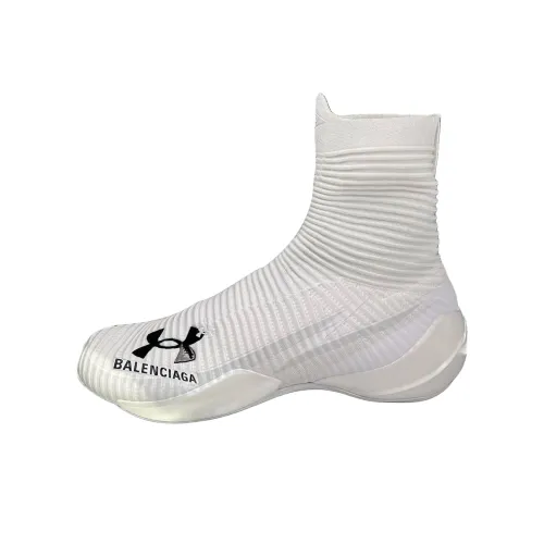 Balenciaga x Under Armour Speed Trainer Anti-Slip Wear-Resistant High-Top Casual Shoes Women's White