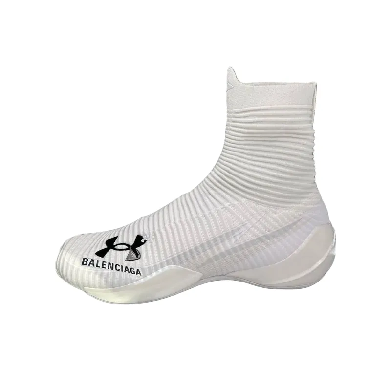 Balenciaga x Under Armour Speed Trainer Anti-Slip Wear-Resistant High-Top Casual Shoes Women's White-0