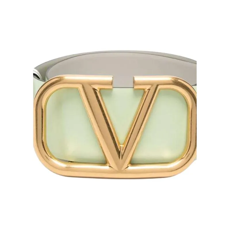 Valentino VLogo Classic Double-Sided Leather Belts Women's Pink Wax Green-2