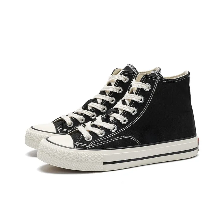 Dafu Leaps Forward High Top Canvas Shoes Unisex Black-1