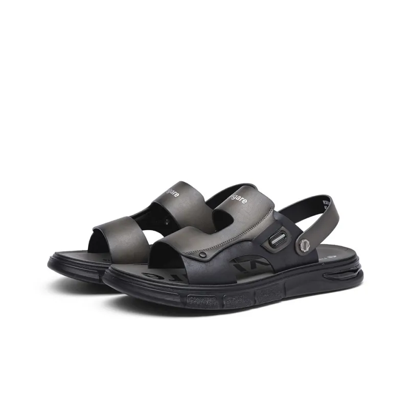 NAVIGARE Beach Sandals Men Black Gray Black Khaki-5