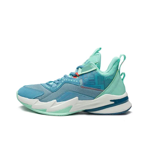 QIAODAN Cushioning Anti Slip And Wear Resistant Low Top Basketball Shoes Men's Aurora Green