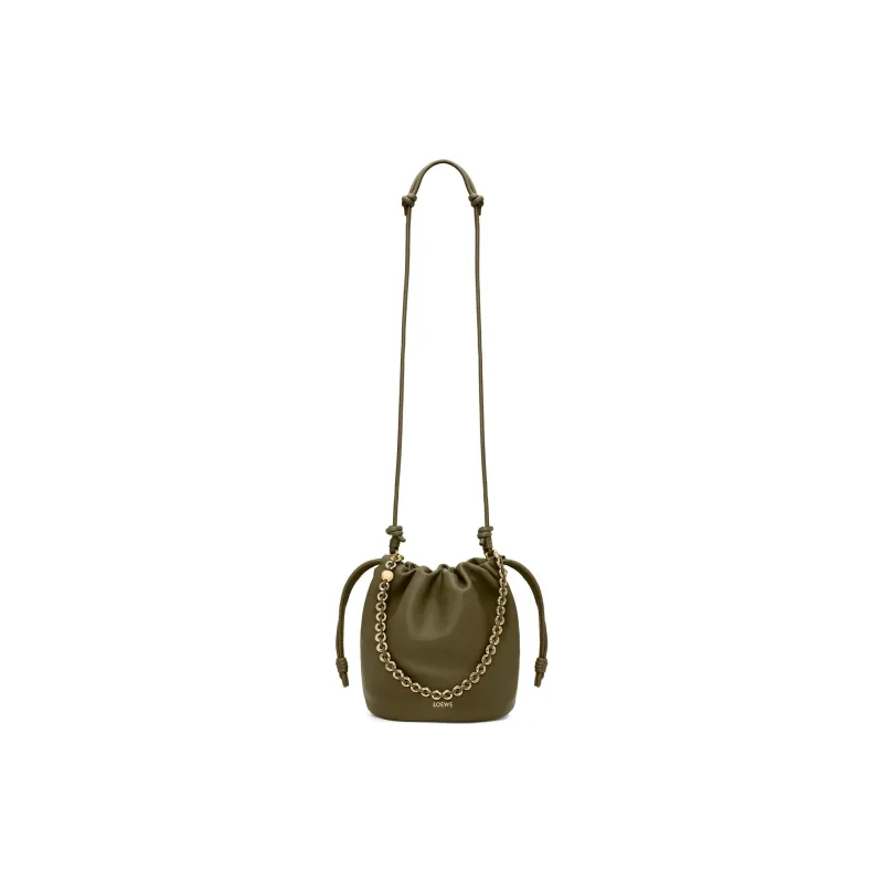 LOEWE Sheepskin Bucket Bag Handbag Shoulder Bag Crossbody Bag Women's Dark Khaki Green-3