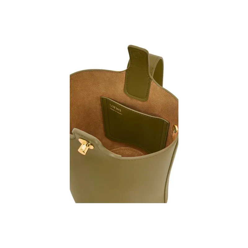 LOEWE Soft Cow Leather Bucket Bag, Shoulder Bag, Crossbody Bag, Handbag Mini Women's Khaki Green-5