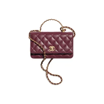CHANEL Grain Embossed Shiny Calfskin Shoulder Bag, Crossbody Bag, Handbag Women's Dark Red