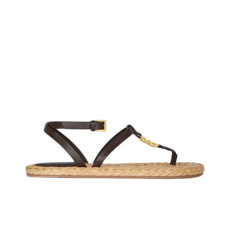 Givenchy 4G Liquid Calfskin One Strap Sandals Women's Black-1