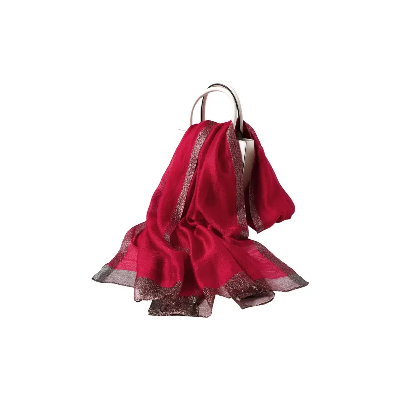 Hang Silk Road 100% Mulberry Silk Silk Scarves Women's Red-0