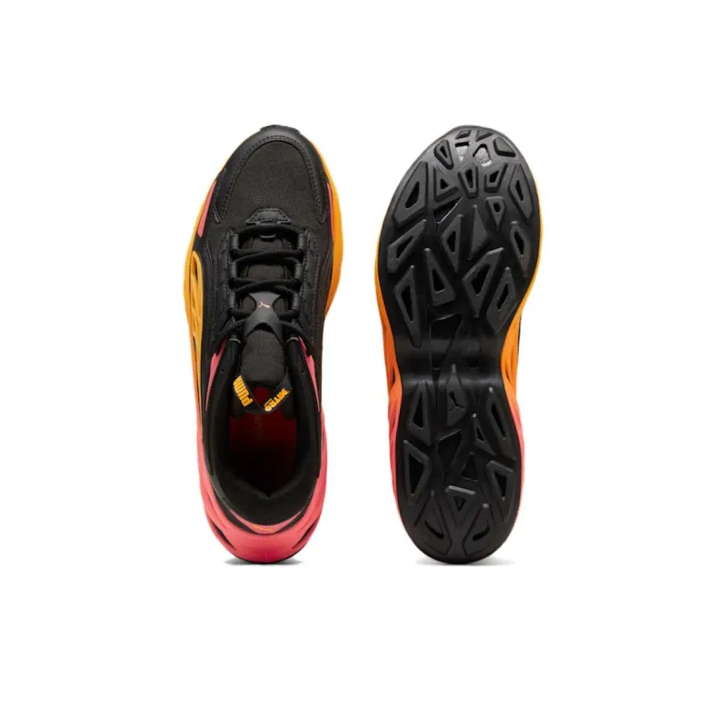 PUMA Cushioning, Slip Resistant, And Abrasion Resistant Low Top Casual Running Shoes Men's Black Orange-3