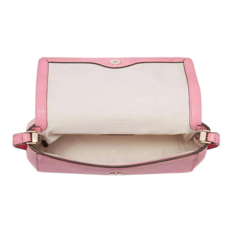Kate Spade Litchi Grain Leather Shoulder Bag, Crossbody Bag Mini Women's Floral Pink-3