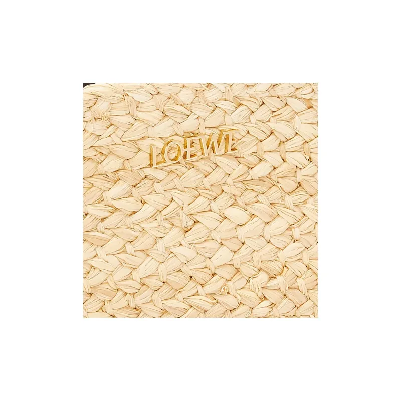LOEWE Raffia With Nappa Cow Leather Handbag Large Size Women's Natural & Black-5