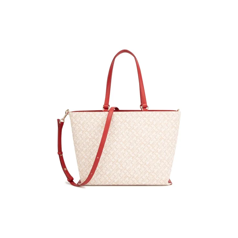 Tommy Hilfiger Blended Material Shoulder Bag Women's Red White Color Blocking-3