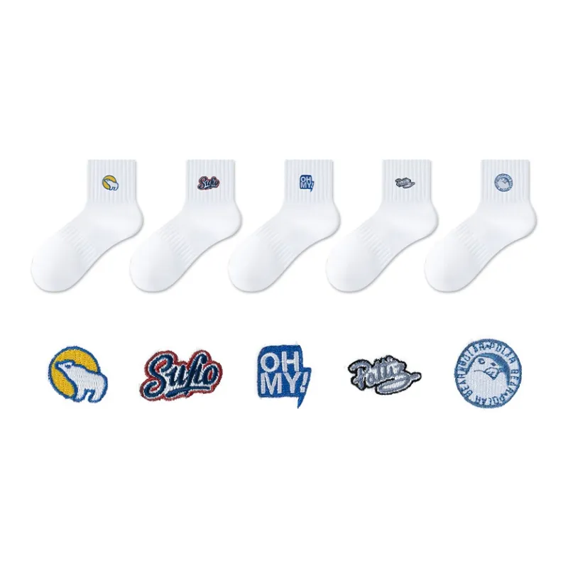 MIIOW Mid Calf Socks Unisex 5 Pack-24