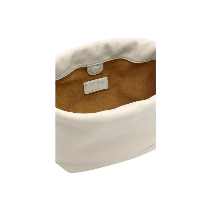 LOEWE Flamenco Sheepskin One Shoulder Crossbody Clutch Mini Women's White-7