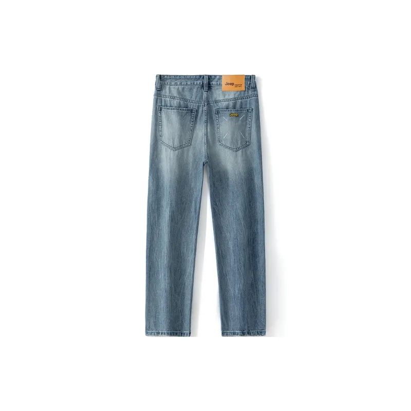 Jeep Straight Fit Draped Washable Jeans Unisex Light Blue-8
