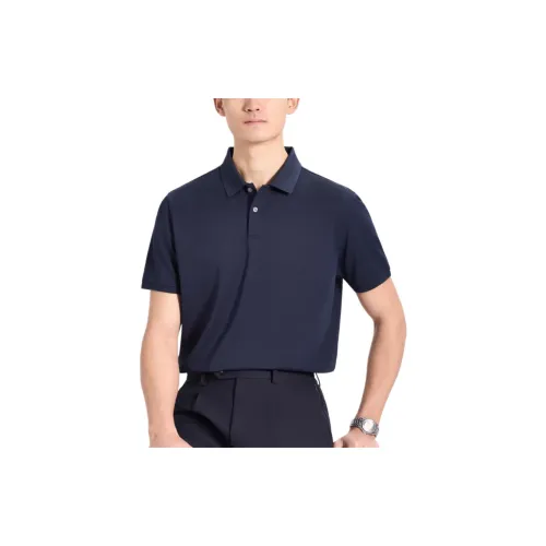 Shu family Polo Shirts Men Navy Blue