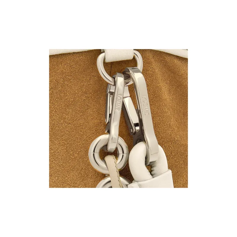 LOEWE Flamenco Sheepskin One Shoulder Crossbody Clutch Mini Women's White-9