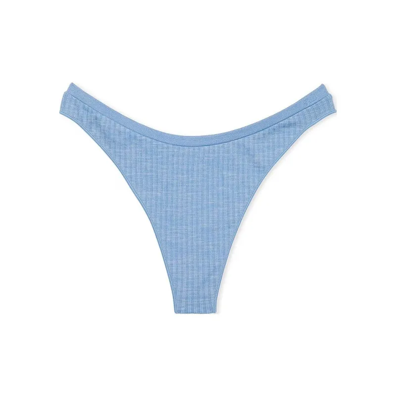 Victoria's Secret PINK SEAMLESS HIGH-LEG THONG PANTY / Regatta Blue Underpants Women's 1 Pack Blue-0