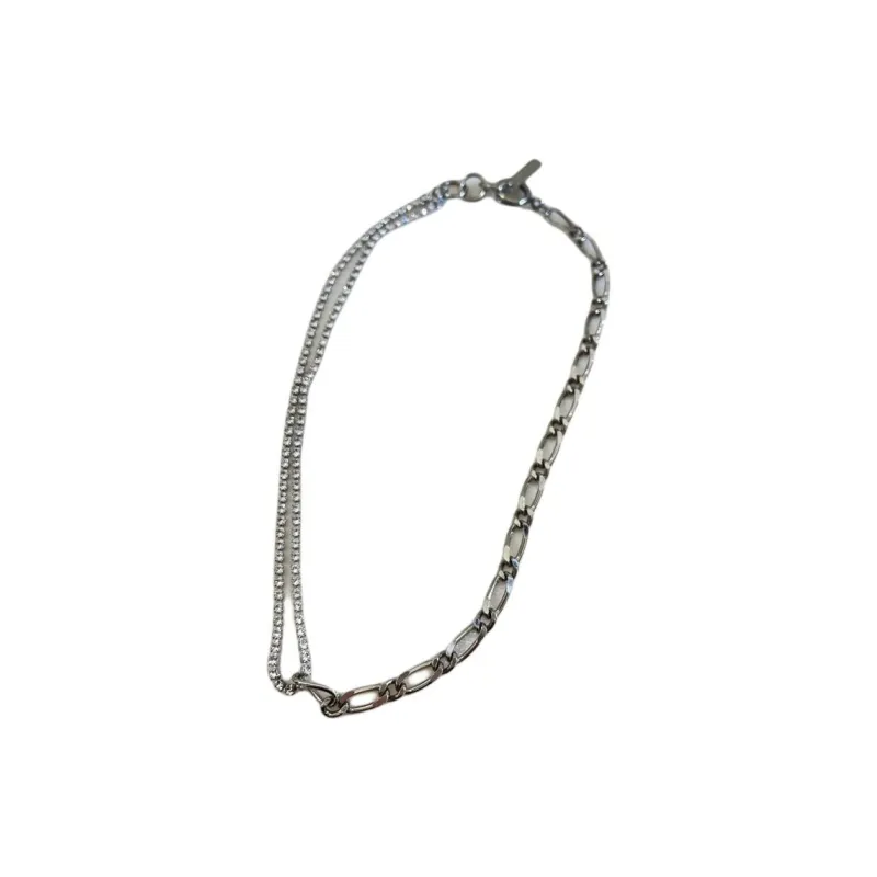JUSTINE CLENQUET Brass, Palladium Plated, Crystal Necklaces Women's Silver-1