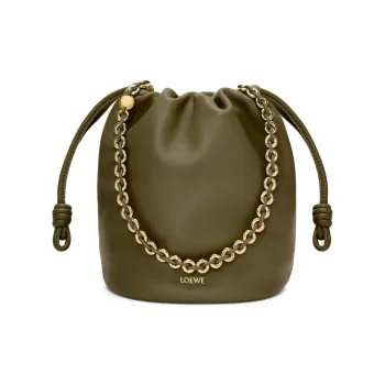 LOEWE Sheepskin Bucket Bag Handbag Shoulder Bag Crossbody Bag Women's Dark Khaki Green
