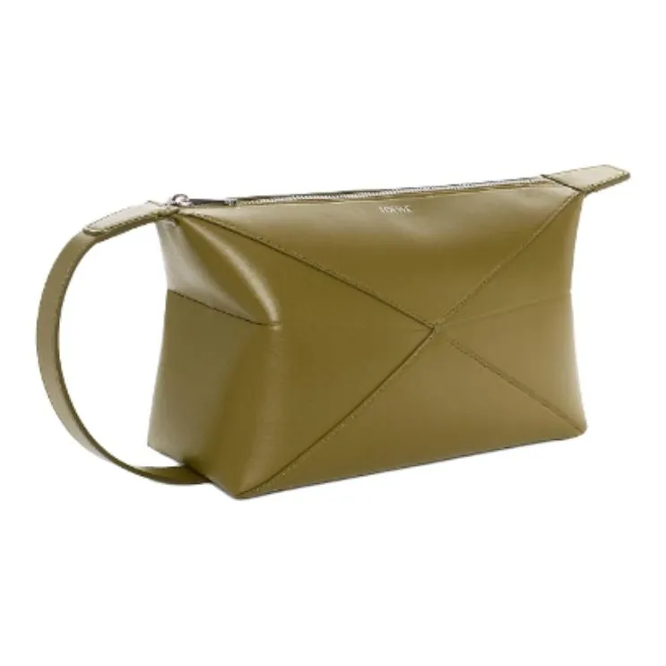LOEWE Cow Leather Toiletry Bag Men's Khaki Green-2