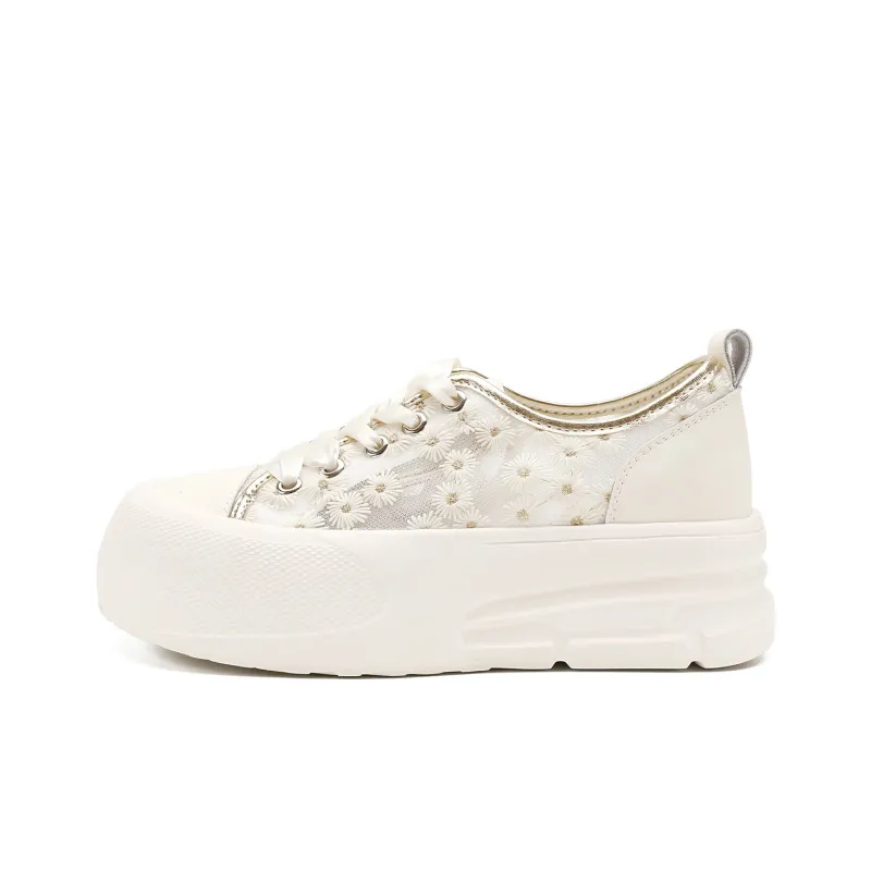 D:FUSE SCANDINAVIA White Sneakers Low-Top Skateboard Shoes Women's-5