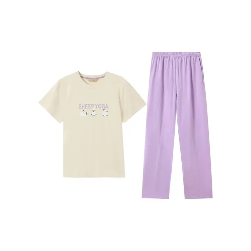 AUTUMNDEER Pajama Set Women's Milk White Lid