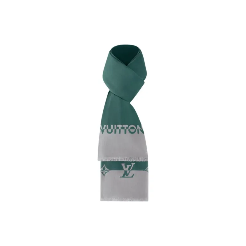 LOUIS VUITTON Cotton Knit Scarves Men's Pine Green Color-2