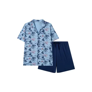 Shuya Pajama Set Men's Medium Blue