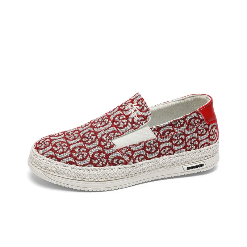 Warrior Height Increasing Wear Resistant Lightweight Breathable Slip Resistant Low Top Canvas Shoes Men's Burgundy Gray-2